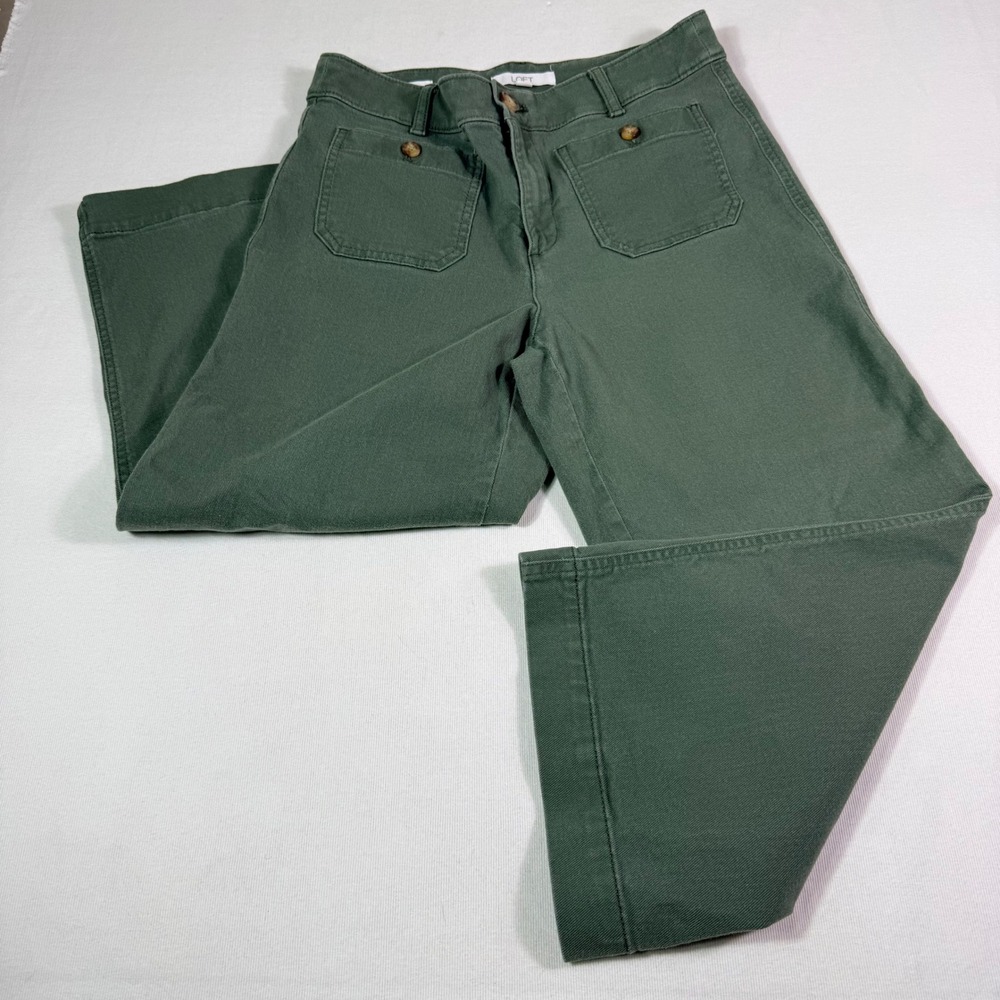 LOFT The Palmer Wide Leg Pants 8P Olive Green High Rise Cropped Utility